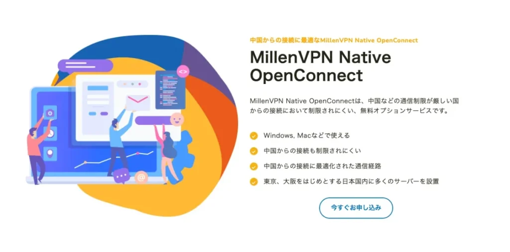 MillenVPN Open Connectの説明画像