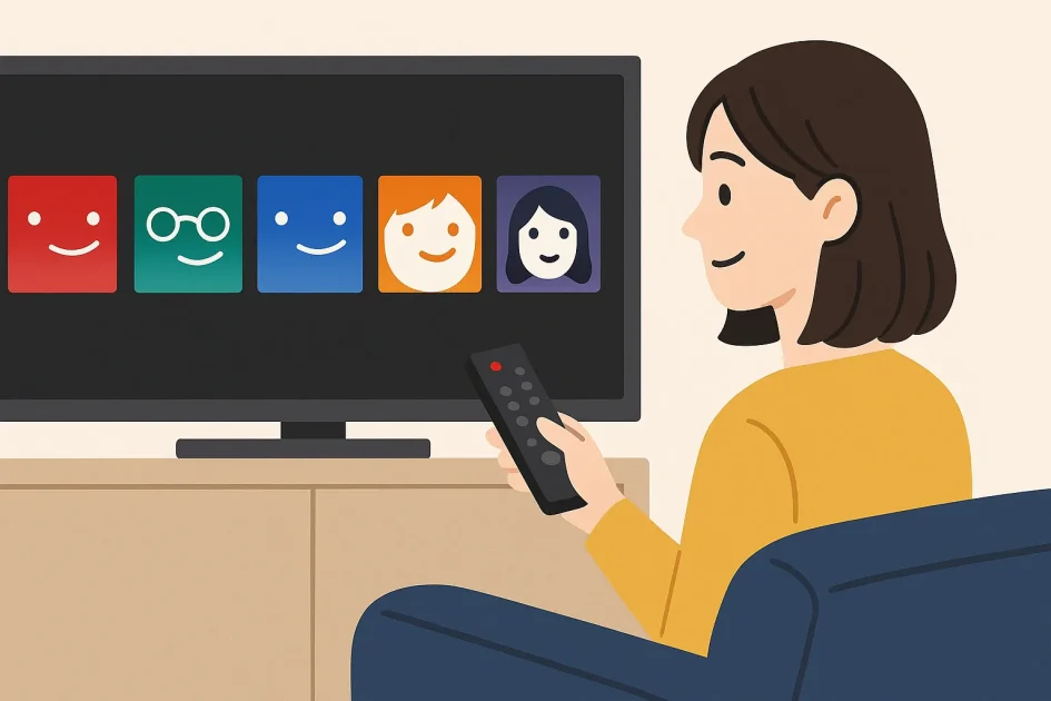 Netflixのプロフィール機能を使って視聴する女性